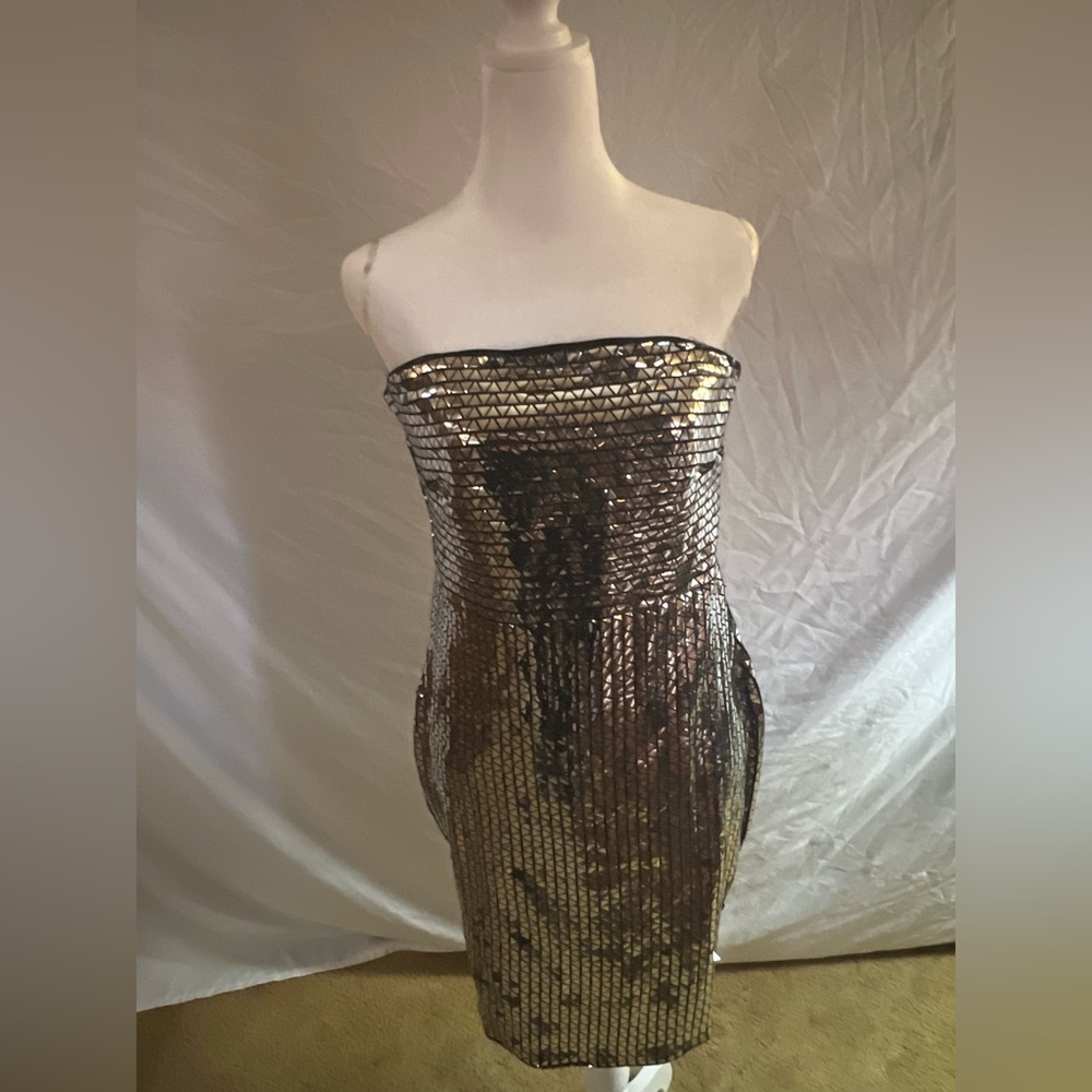 Haute Monde Strapless Black and Silver Dress